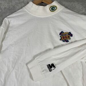 Vintage Green Bay Packers Super Bowl XXXI Mock Neck Shirt Mens Medium Starter